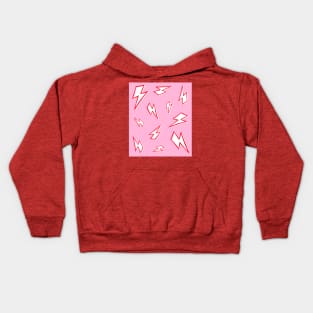 Sketchy Red and White Lightning Bolt Pattern on Pink Kids Hoodie